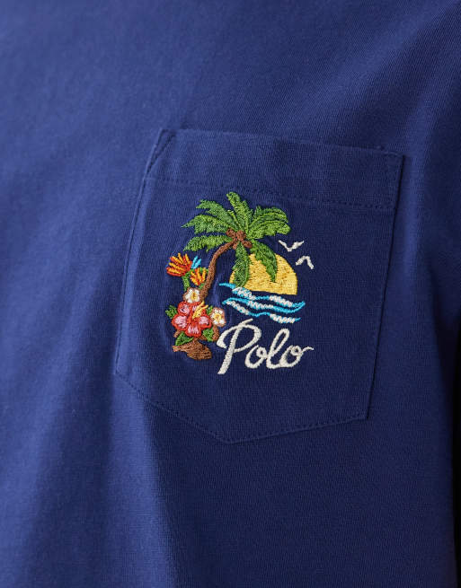 Polo Ralph Lauren scenic back embroidered t-shirt in navy, 4 of 5
