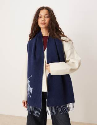 Polo Ralph Lauren - Schal in Marineblau mit großem Markenlogo