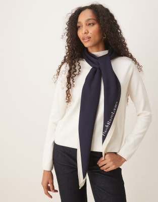 Polo Ralph Lauren - Schal in Marineblau und Creme mit Diamant-Logo-Weiß