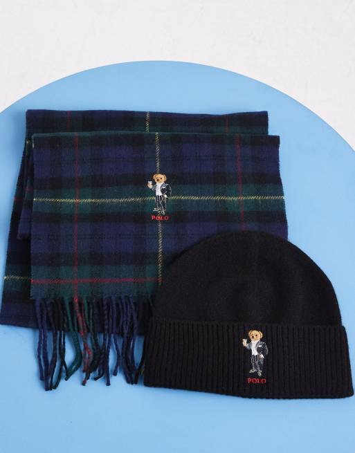 Polo Ralph Lauren Schal- und Beanie-Geschenkset mit Bärenprint in Multi, 2 von 3