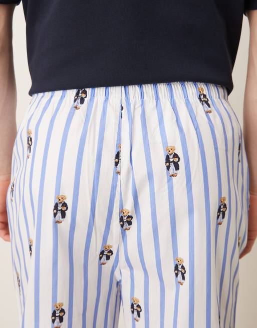 Polo Ralph Lauren – Schlafhose in Blau gestreift mit Bären-Motiv, 4 von 5