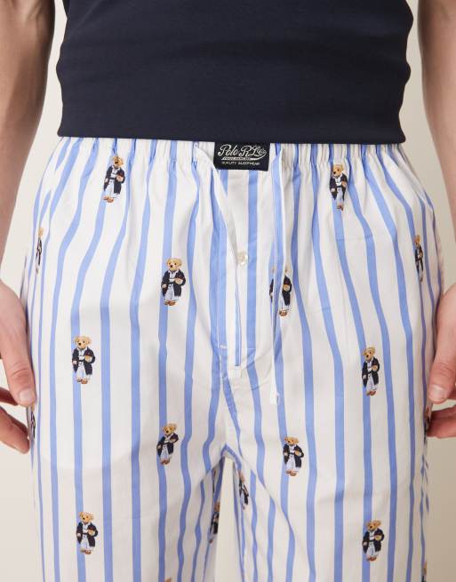 Polo Ralph Lauren – Schlafhose in Blau gestreift mit Bären-Motiv, 5 von 5