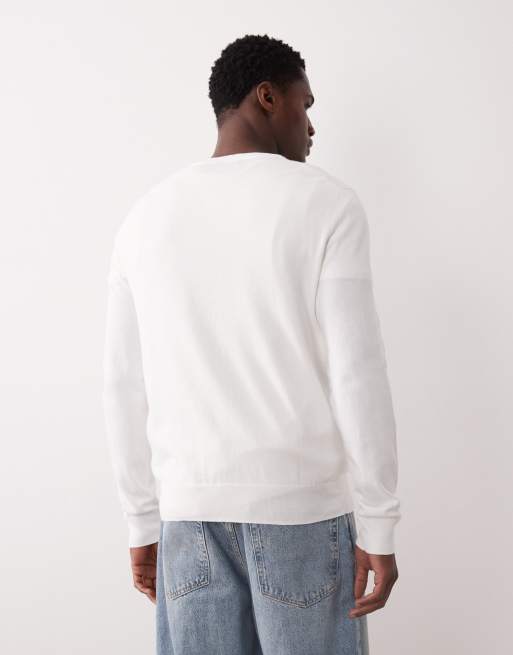 Polo Ralph Lauren – Schmal geschnittener Feinstrick-Pullover aus Baumwolle in Weiß mit gesticktem Pony, 3 von 5