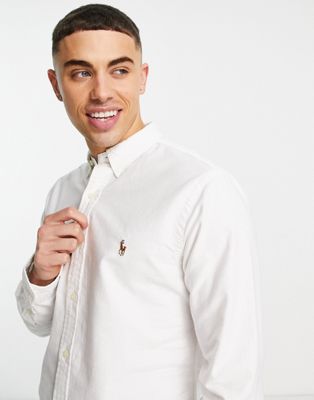 Polo Ralph Lauren – Schmal geschnittenes Oxford-Hemd in Weiß