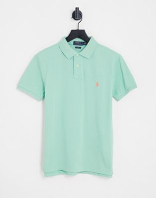 Polo Ralph Lauren slim fit pique polo in light green with pony logo - ASOS Price Checker