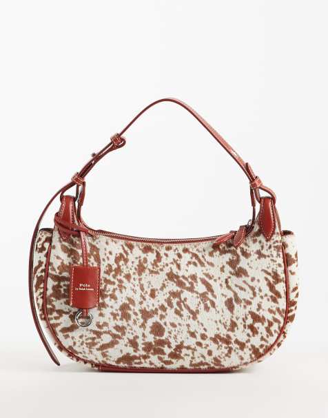 Polo Ralph Lauren schoudertas met koeienprint in bruin - view 1