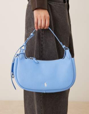 Polo - Schultertasche aus 100% Leder in Hellblau Blau One Size