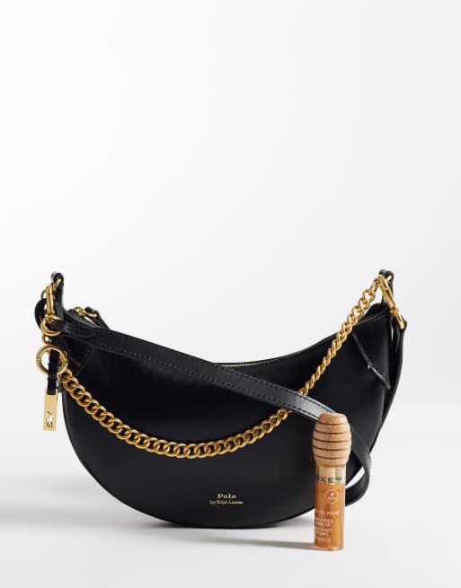 Polo Ralph Lauren Schultertasche aus Leder in Schwarz, 2 von 4