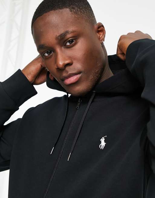 Polo Ralph Lauren – Schwarzer Kapuzenpullover mit durchgehendem Reißverschluss und Spieler-Logo, 3 von 4