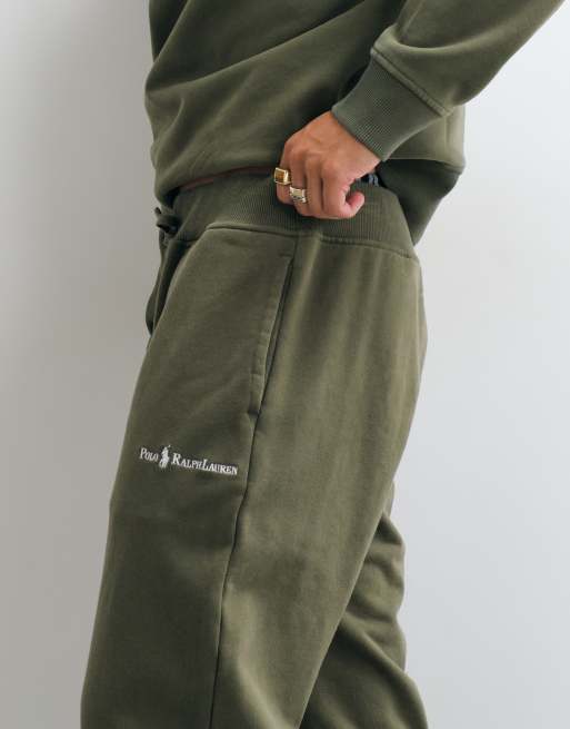 Polo Ralph Lauren schwere Jogginghose in Khaki mit lockerer Passform, 5 von 5