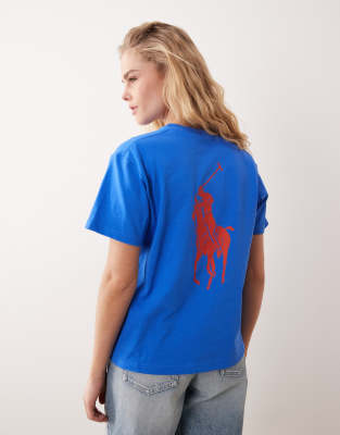 Polo Ralph Lauren - Schweres T-Shirt in Mittelblau mit Markenlogo und großem Rückenprint