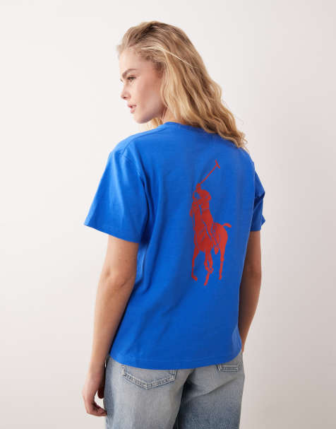 Polo Ralph Lauren – Schweres T-Shirt in Mittelblau mit Markenlogo und großem Rückenprint - view 1
