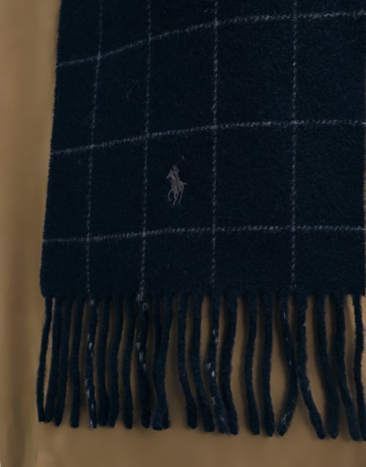 Polo Ralph Lauren sciarpa reversibile con logo icon e frange navy, 3 di 3