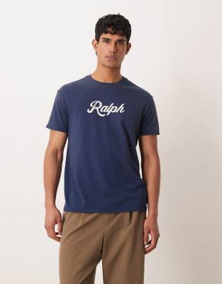 Polo Ralph Lauren Men's White Script Chest Logo T-Shirt In Navy