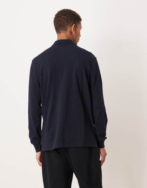 Polo Ralph Lauren script icon logo long sleeve pique polo classic oversized fit in navy, 3 of 5