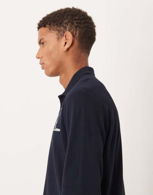 Polo Ralph Lauren script icon logo long sleeve pique polo classic oversized fit in navy, 4 of 5