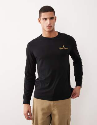 Polo Ralph Lauren Polo Ralph Lauren script icon logo long sleeve t-shirt in polo black