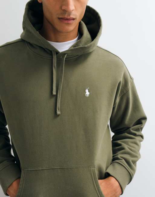 Polo Ralph Lauren script logo back print heavyweight hoodie in khaki, 3 of 5