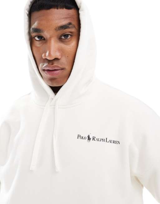 Polo Ralph Lauren script logo heavyweight fleece hoodie in cream