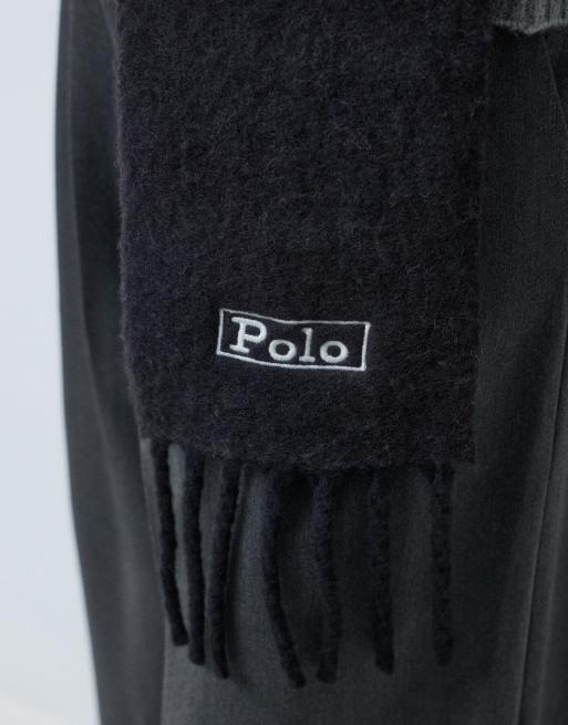 Polo Ralph Lauren script logo scarf in black, 2 of 4