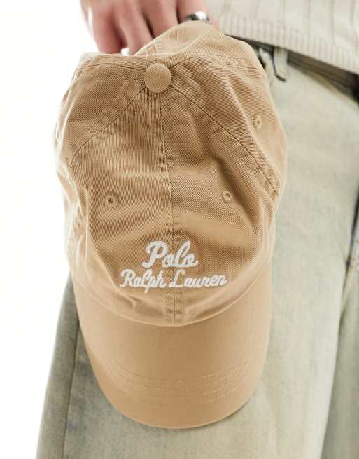 Polo Ralph Lauren script logo twill baseball cap in tan