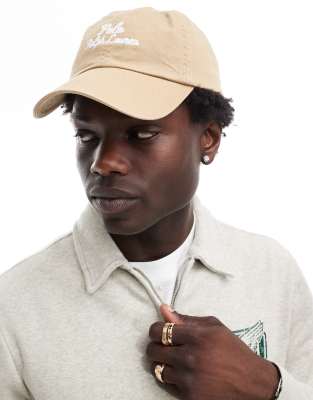 Polo Ralph Lauren Polo Ralph Lauren script logo twill baseball cap in tan-Brown