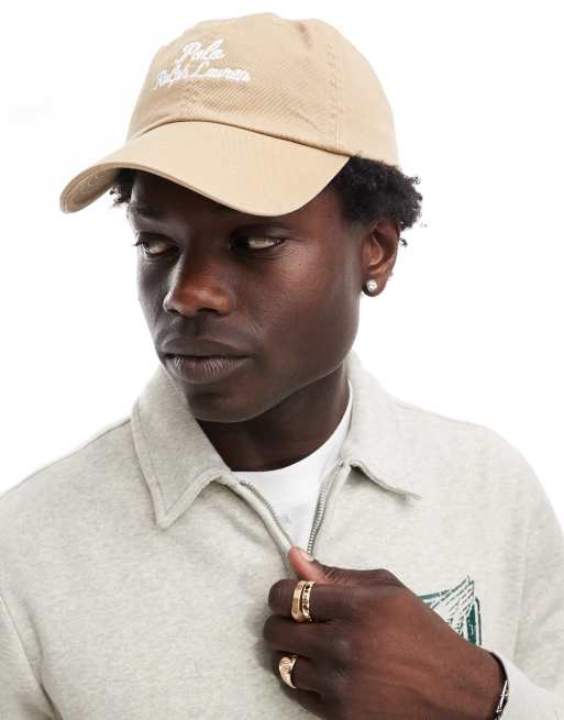 Polo Ralph Lauren script logo twill baseball cap in tan ASOS