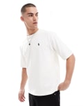 [Polo Ralph Lauren] Polo Ralph Lauren script player logo back print heavyweight relaxed fit t-shirt in cream-White XL cream