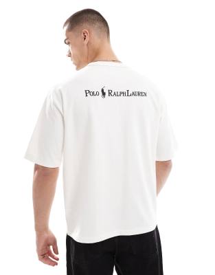 Polo Ralph Lauren Script Player Logo Back Print Heavyweight Relaxed Fit T-shirt In White