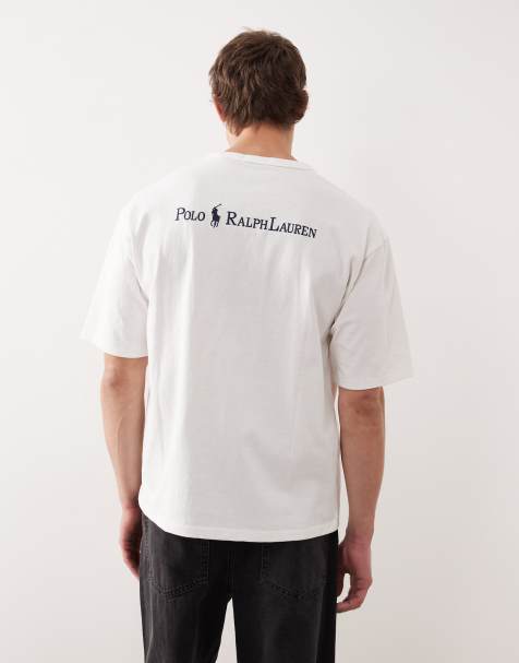 Polo Ralph Lauren script player logo back print heavyweight relaxed fit t-shirt in cream - view 1