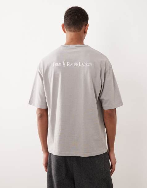 Polo Ralph Lauren script player logo back print heavyweight relaxed fit t-shirt in grey - view 1