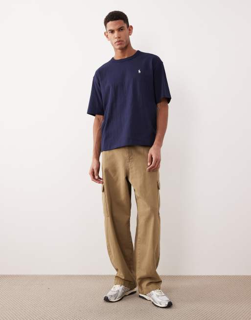 Polo Ralph Lauren script player logo back print heavyweight relaxed fit t-shirt in navy, 2 of 5
