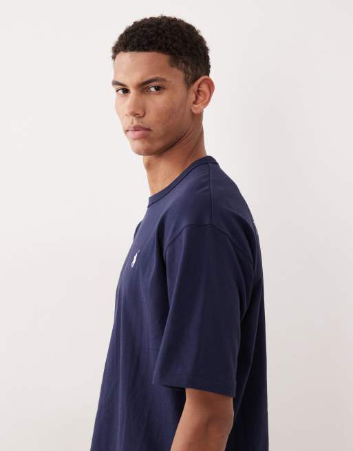 Polo Ralph Lauren script player logo back print heavyweight relaxed fit t-shirt in navy, 4 of 5
