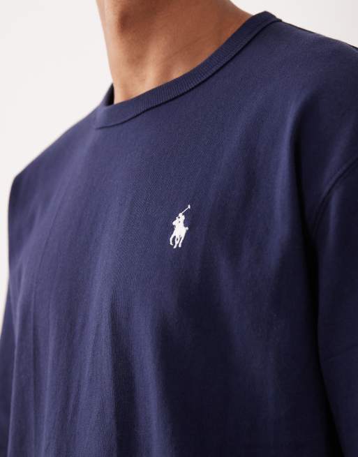 Polo Ralph Lauren script player logo back print heavyweight relaxed fit t-shirt in navy, 5 of 5
