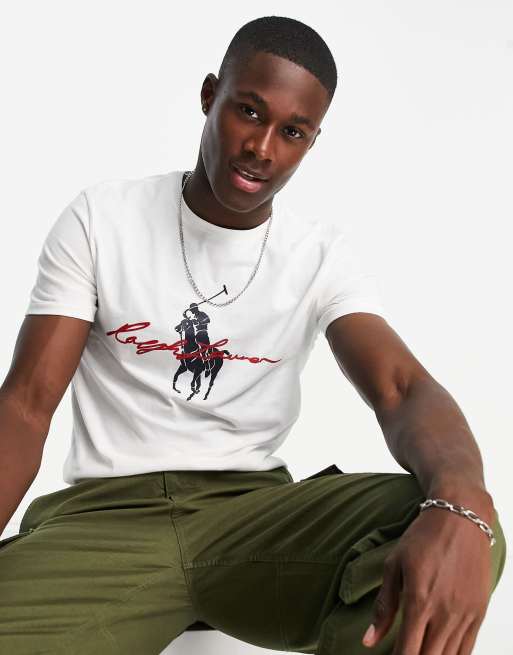 Polo Ralph Lauren script player logo front t-shirt in white