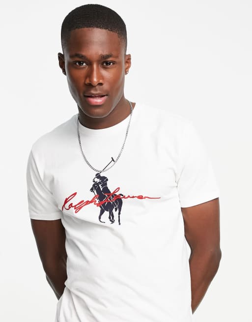 Polo Ralph Lauren script player logo front t-shirt in white