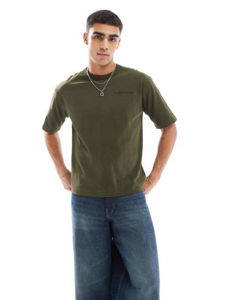 Polo Ralph Lauren script player logo heavyweight relaxed oversized t-shirt in dark green - view 1