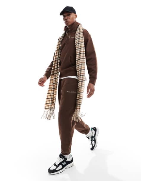 Polo Ralph Lauren script player logo relaxed fit heavyweight joggers in brown CO-ORD - view 1