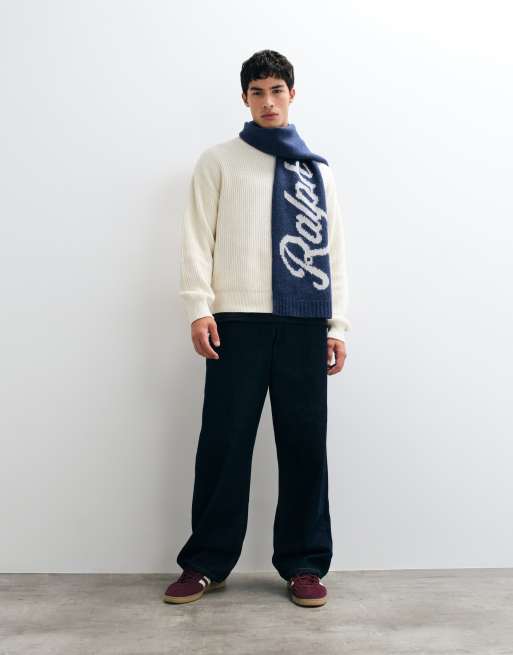 Polo Ralph Lauren scriptlogo sjaal in navy, 3 van 3