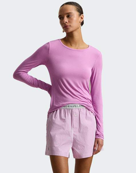 Polo Ralph Lauren separate sleep boxer with elastic logo in violet meadow in white x violet - LPINK - view 1