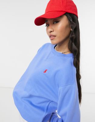 Polo Ralph Lauren Embroidered Logo Crew-neck Sweatshirt In Blues