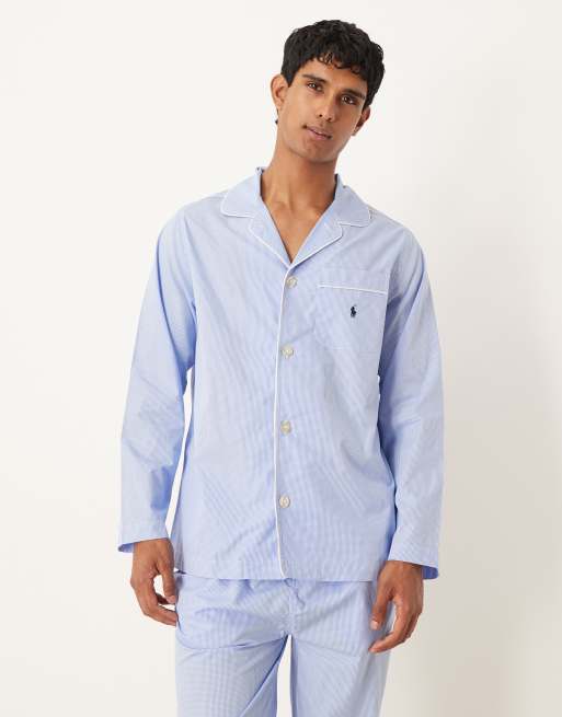 Polo Ralph Lauren - Set pigiama da casa blu chiaro a quadretti con logo, 2 di 5