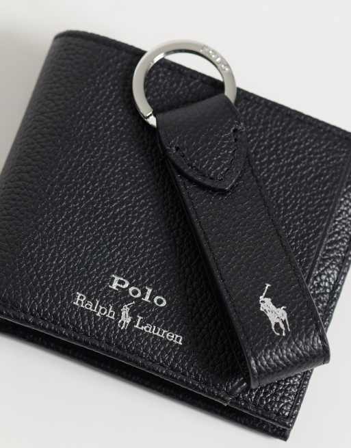 Polo Ralph Lauren set portafoglio in pelle zigrinata nero, 2 di 3