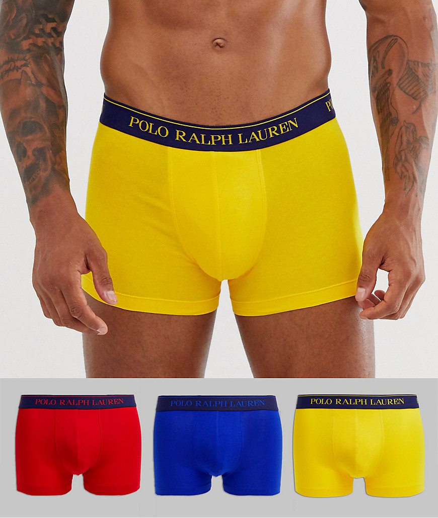 Polo Ralph Lauren - Set van 3 boxershorts met logo op de tailleband in geel/rood/blauw-Multi