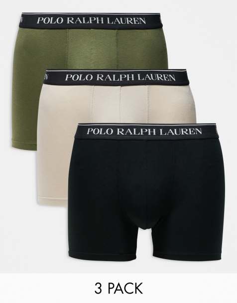 Polo Ralph Lauren - Set van 3 boxershorts met logo op de tailleband in kaki, stone en zwart - view 1