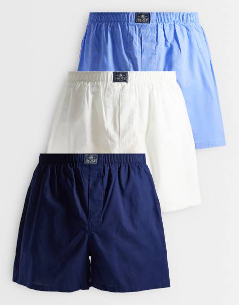 Polo Ralph Lauren - Set van 3 boxershorts van geweven katoen in wit, blauw en marineblauw - view 1