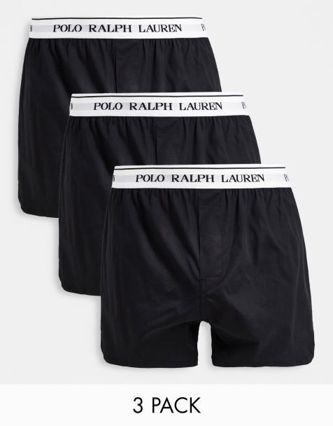 Polo Ralph Lauren - Set van 3 geweven boxershorts in zwart met logo op de tailleband - view 1