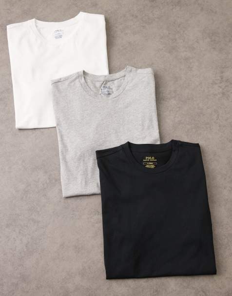 Polo Ralph Lauren set van 3 icon logo lounge slim-fit T-shirt in wit/zwart/grijs gemêleerd - view 1