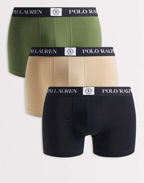 Polo Ralph Lauren - Set van 3 katoenen boxershorts in zwart, kaki en olijfgroen - view 1