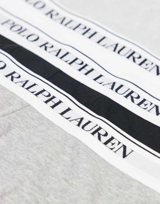 Polo Ralph Lauren - Set van 3 klassieke boxershorts met witte logotailleband in zwart/wit/gemêleerd grijs